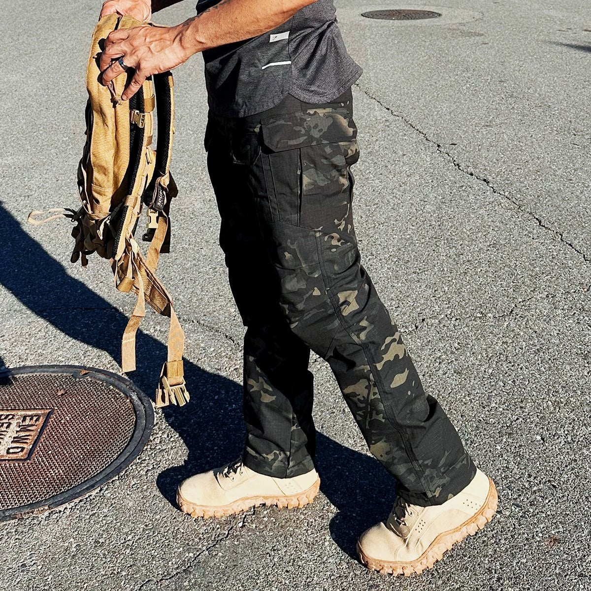 Waterproof Tactical Trousers – Men's Dark Camo Rip-Stop