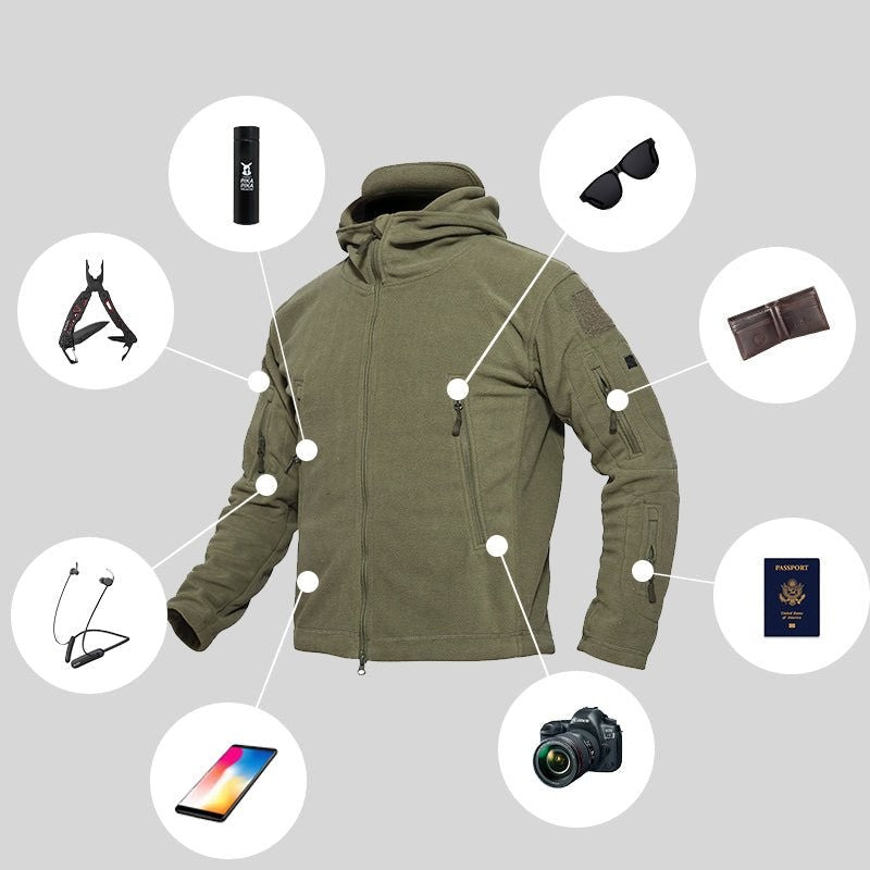 Fleece Tactical Jacket – Men's Warm Hooded Military Jacket