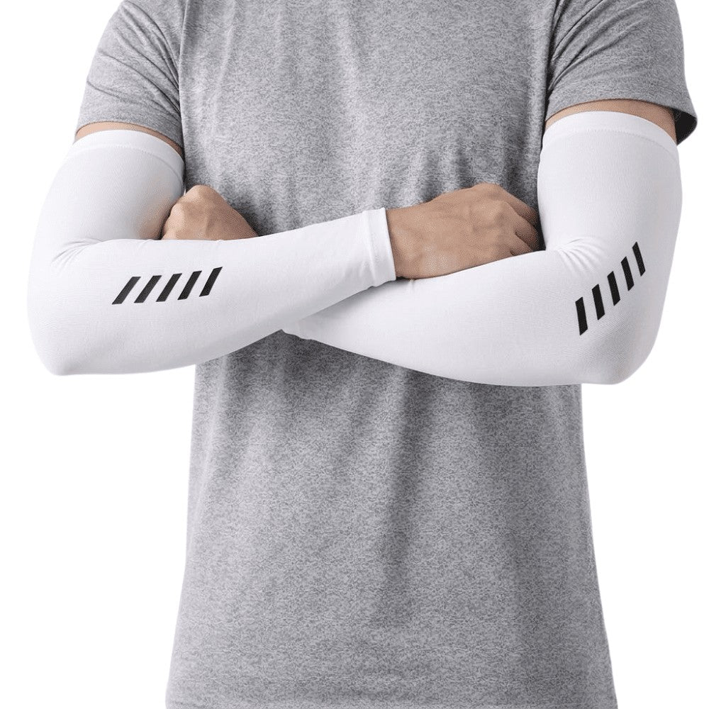 Arm Sleeves – Lightweight Breathable UV Sports Sleeves – White