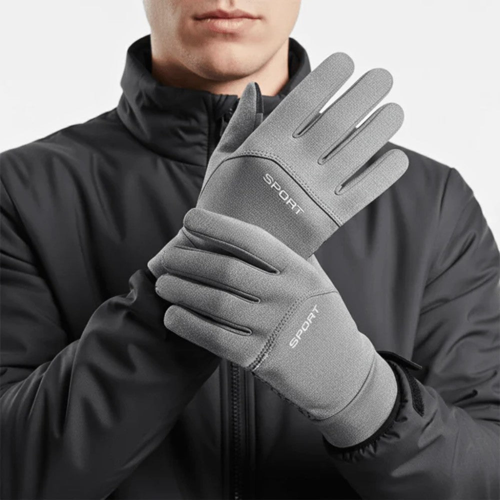 Cycling Gloves – Waterproof Thermal Full-Finger Gloves – Grey