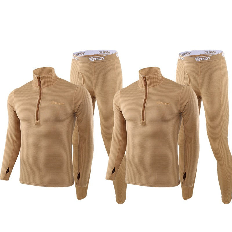 Fleece Base Layer Set – Men's Warm Thermal Underwear – Coyote(2-pack)