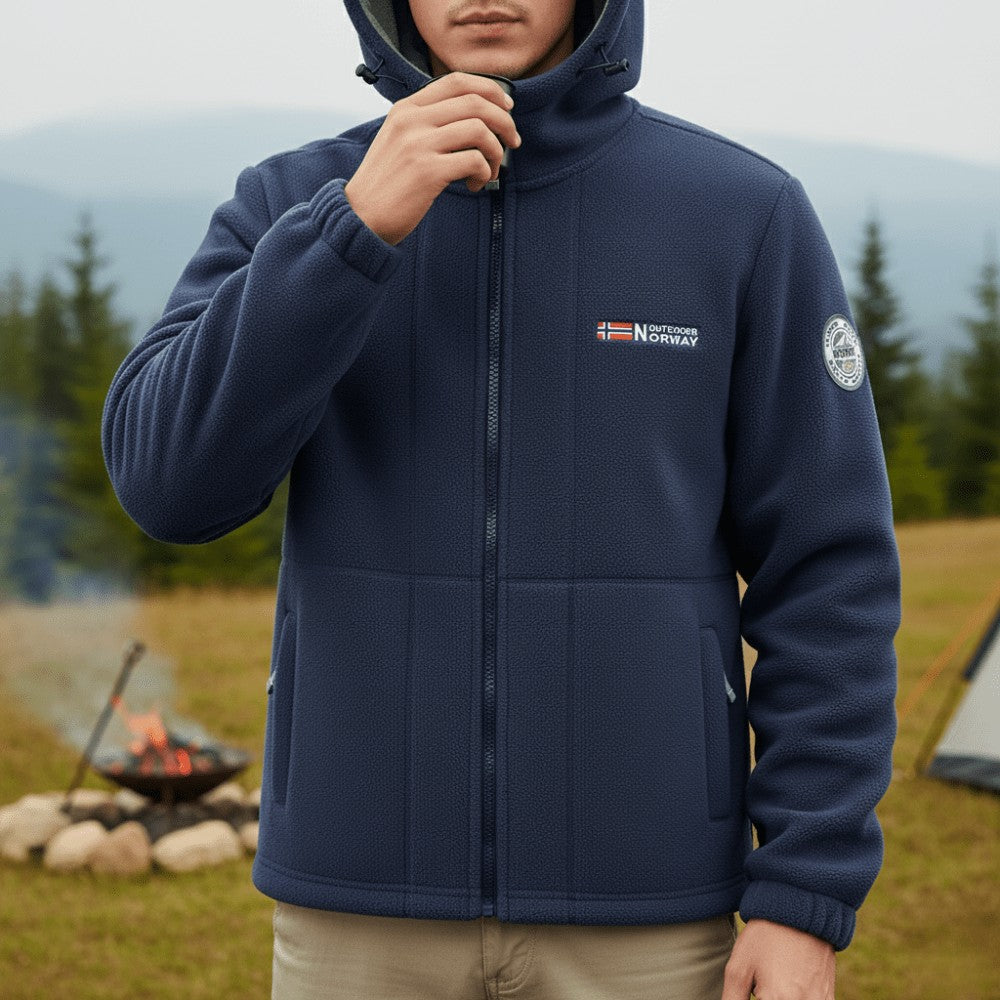 Fleece Jacket – Men's Windproof Breathable Outdoor Fleece – Navy Blue