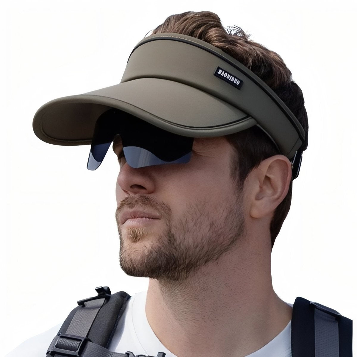 Hiking Cap – Breathable Visor with Built-In Sunglasses – Olive Green