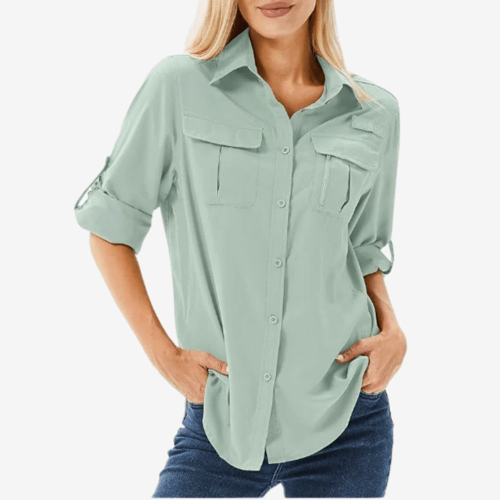 Hiking Shirt – Women's Lightweight Breathable Long-Sleeve – Mint Green