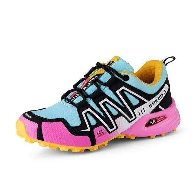 Hiking Shoes – Durable Breathable Canvas with Trail Grip Sole – Green / Pink