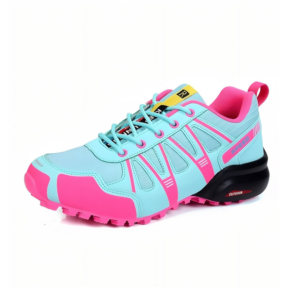 Hiking Shoes – Women's Lightweight Grippy Trail Shoes – Turquoise and Fuchsia