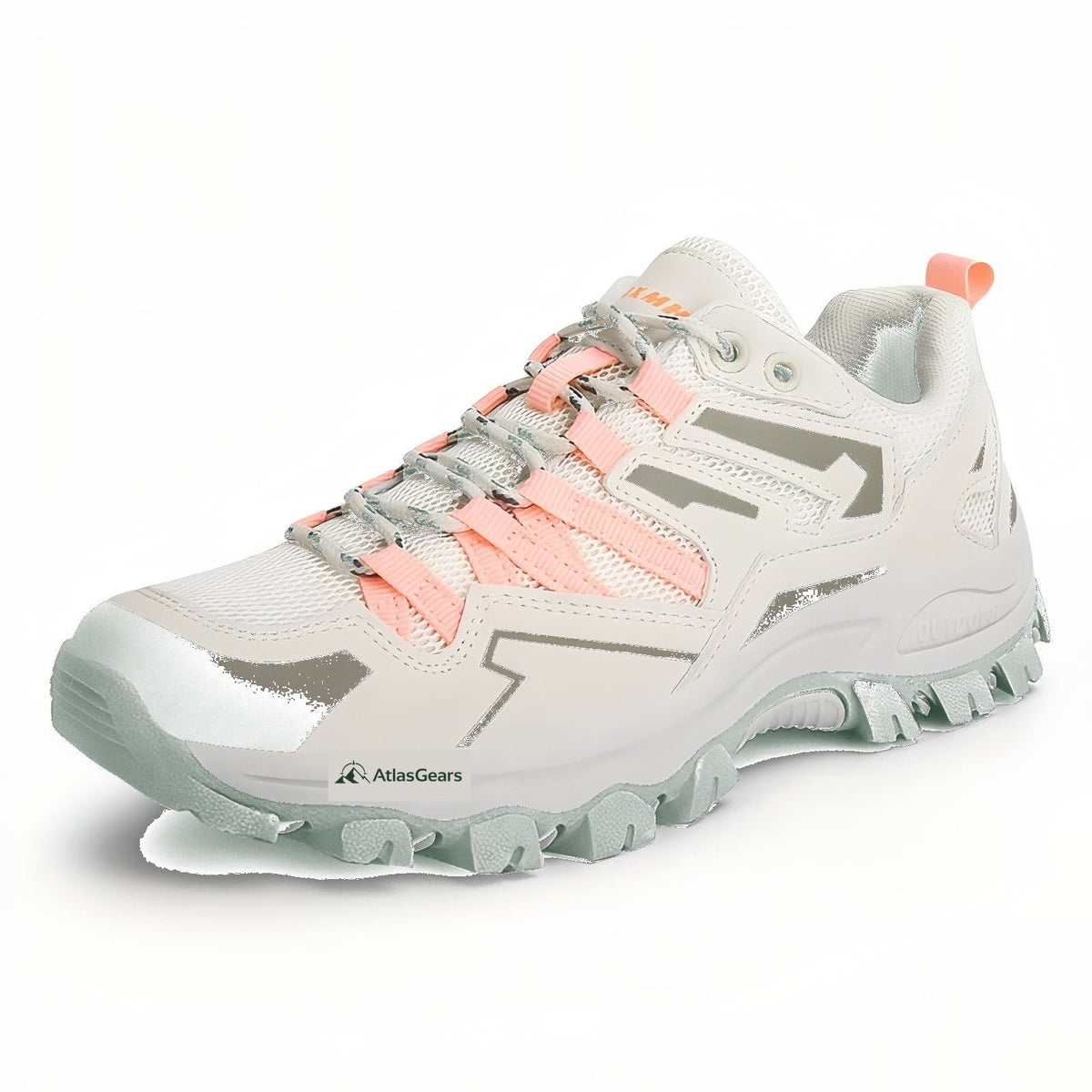 Hiking Shoes – Women's Low-Cut Grippy Trail Shoes – Beige and Coral