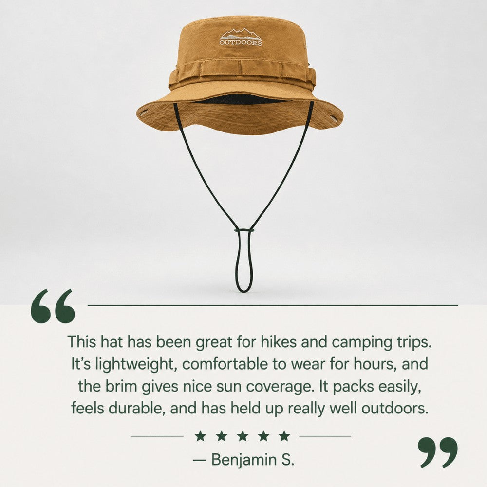 Hiking Sun Hat – Breathable 100% Cotton Packable Wide Brim