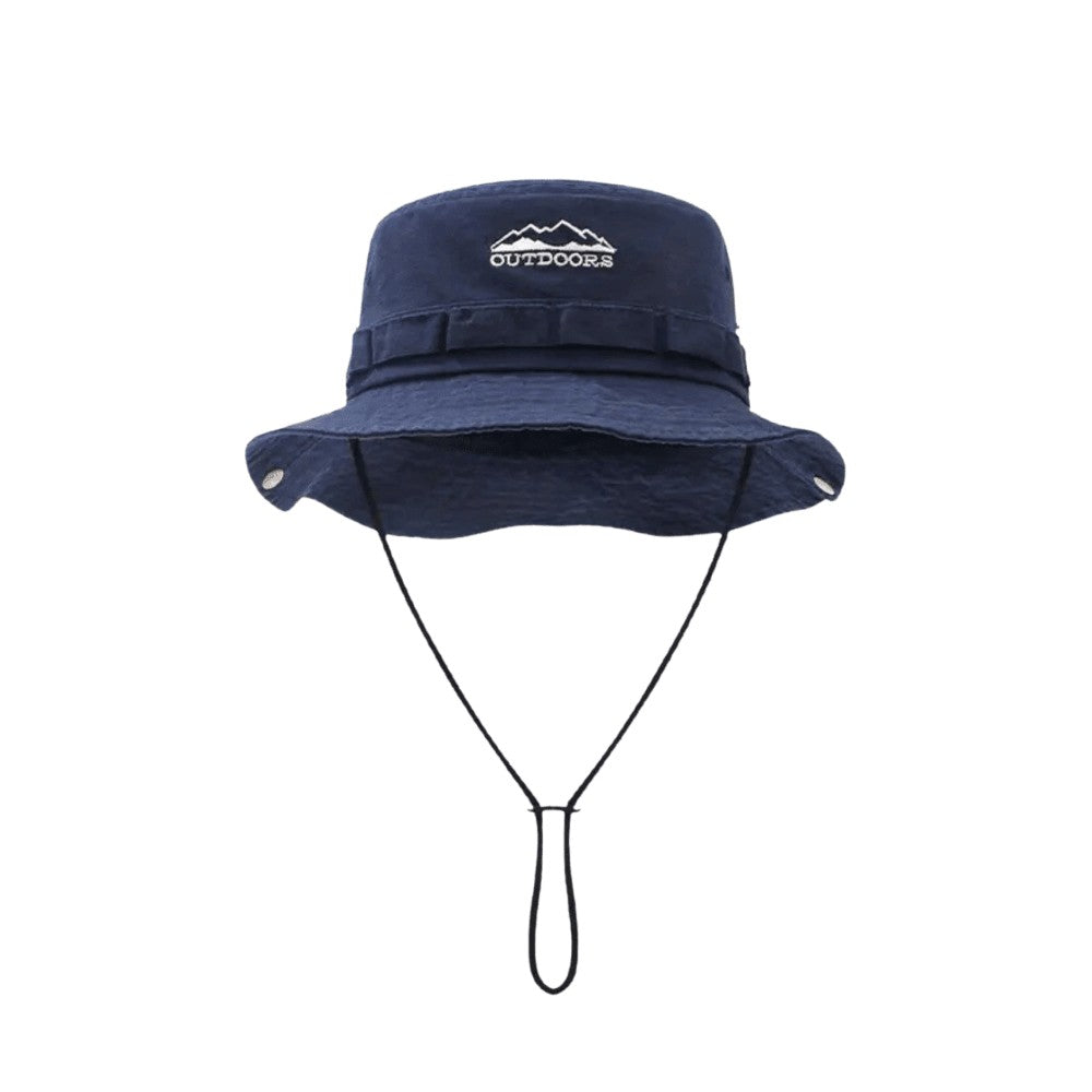 Hiking Sun Hat – Breathable 100% Cotton Packable Wide Brim – Navy Blue