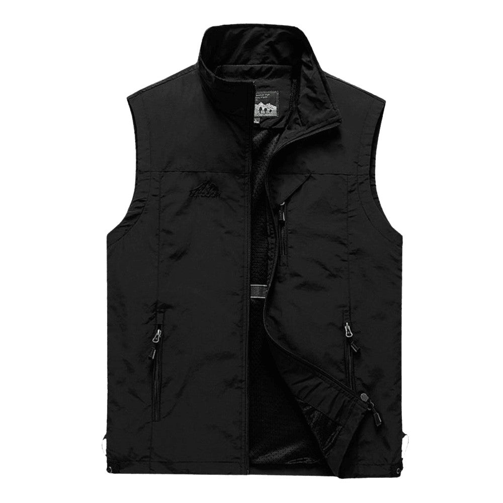 Hiking Vest – Lightweight Breathable Utility Gilet – Black