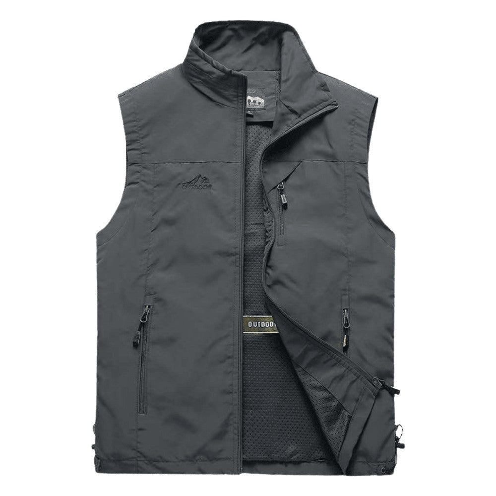 Hiking Vest – Lightweight Breathable Utility Gilet – Grey