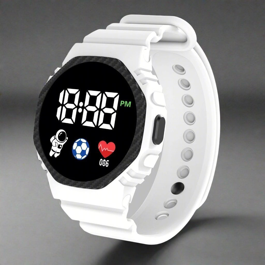 Kids' Digital Watch – Lightweight Water-Resistant Watch – White