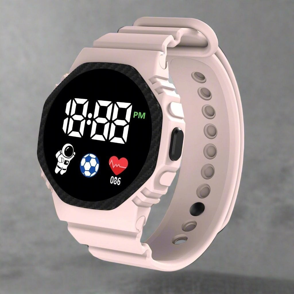 Kids' Digital Watch – Lightweight Water-Resistant Watch – Pink
