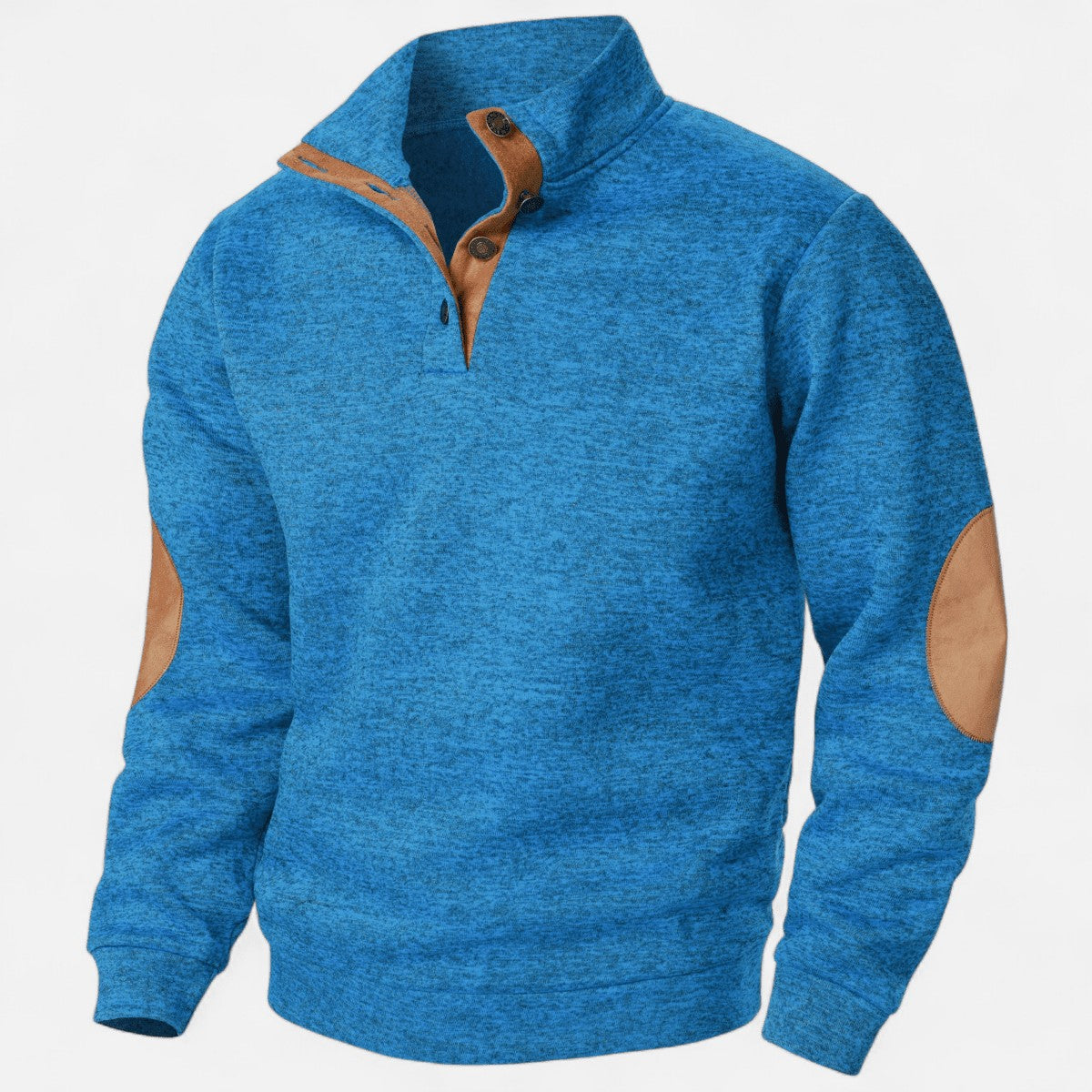 Knit Jumper – Men's Stand-Collar Outdoor Layer – Blue