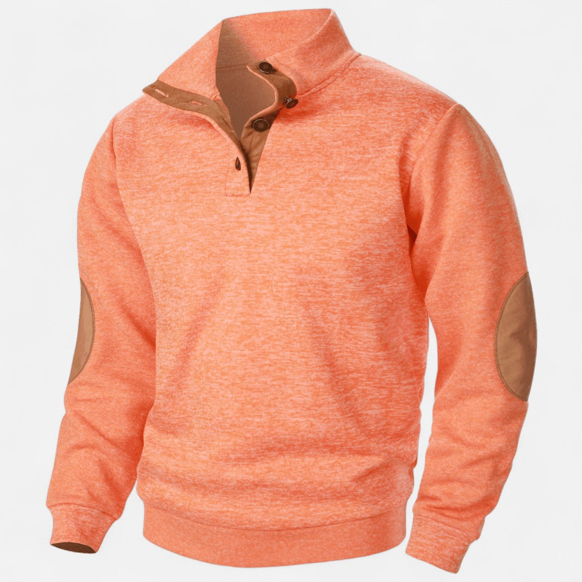 Knit Jumper – Men's Stand-Collar Outdoor Layer – Orange