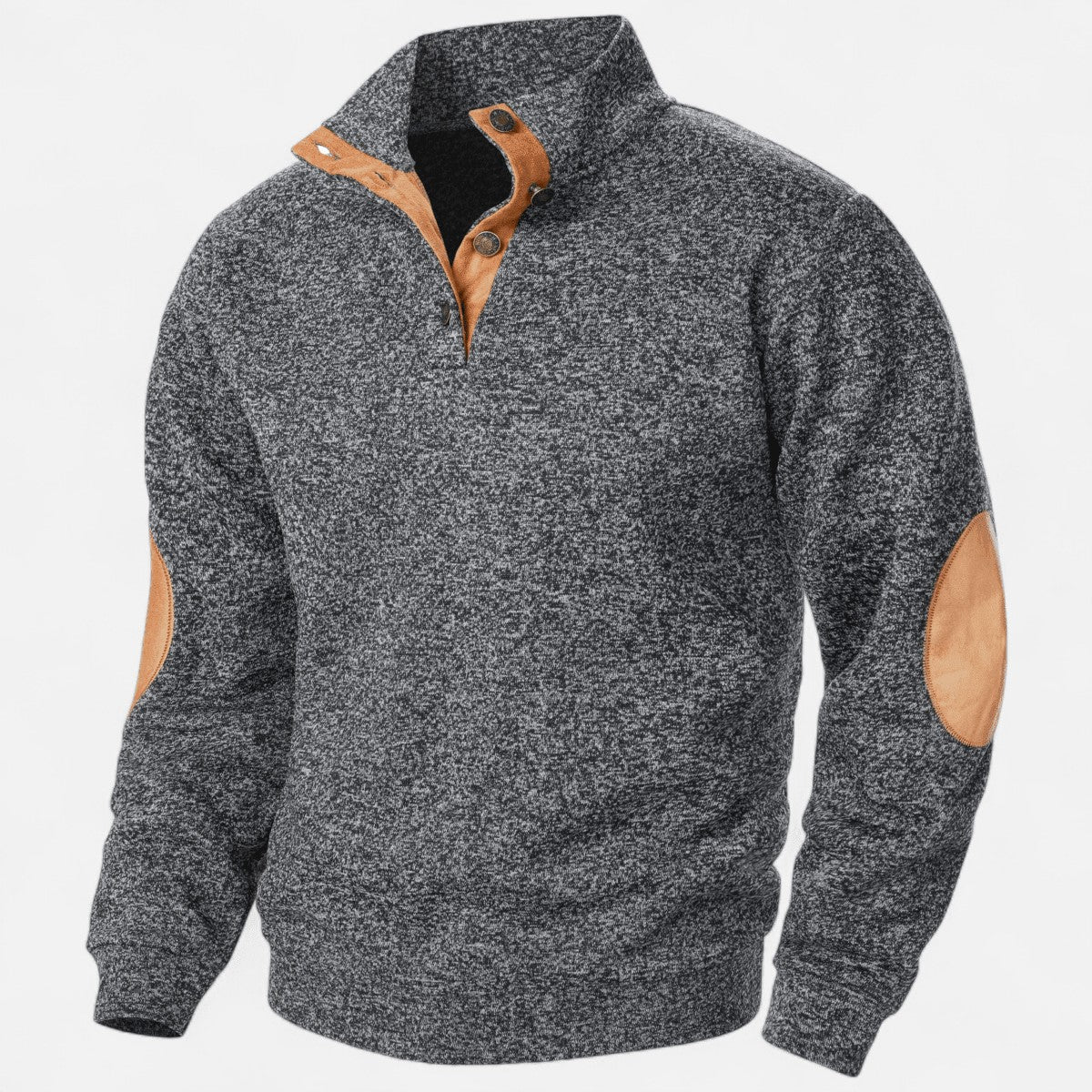 Knit Jumper – Men's Stand-Collar Outdoor Layer – Charcoal