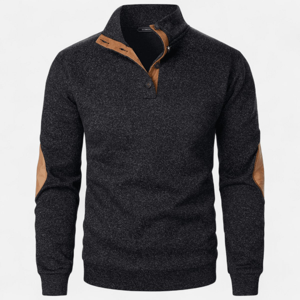 Knit Jumper – Men's Stand-Collar Outdoor Layer – Black