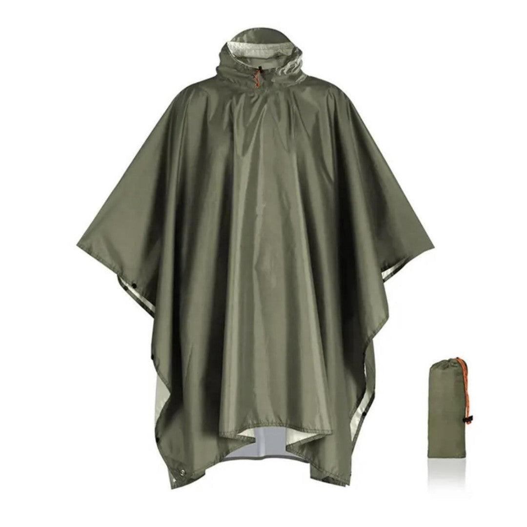 Lightweight Rain Poncho – Waterproof Breathable Hiking Cover – Forest Green