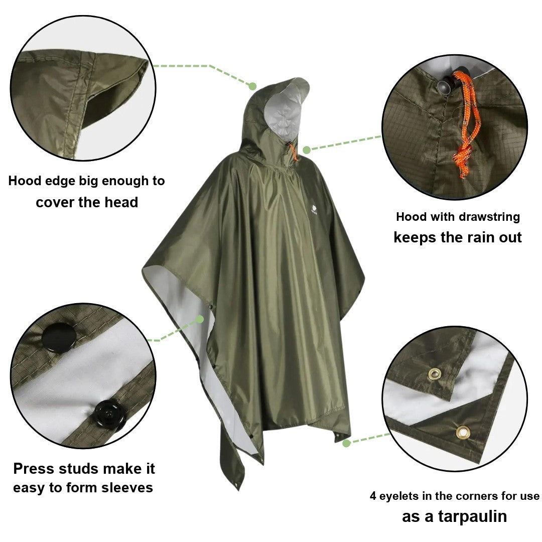 Lightweight Rain Poncho – Waterproof Breathable Hiking Cover