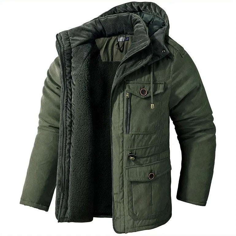 Men's Lined Winter Jacket – Warm Windproof Water-Repellent Coat