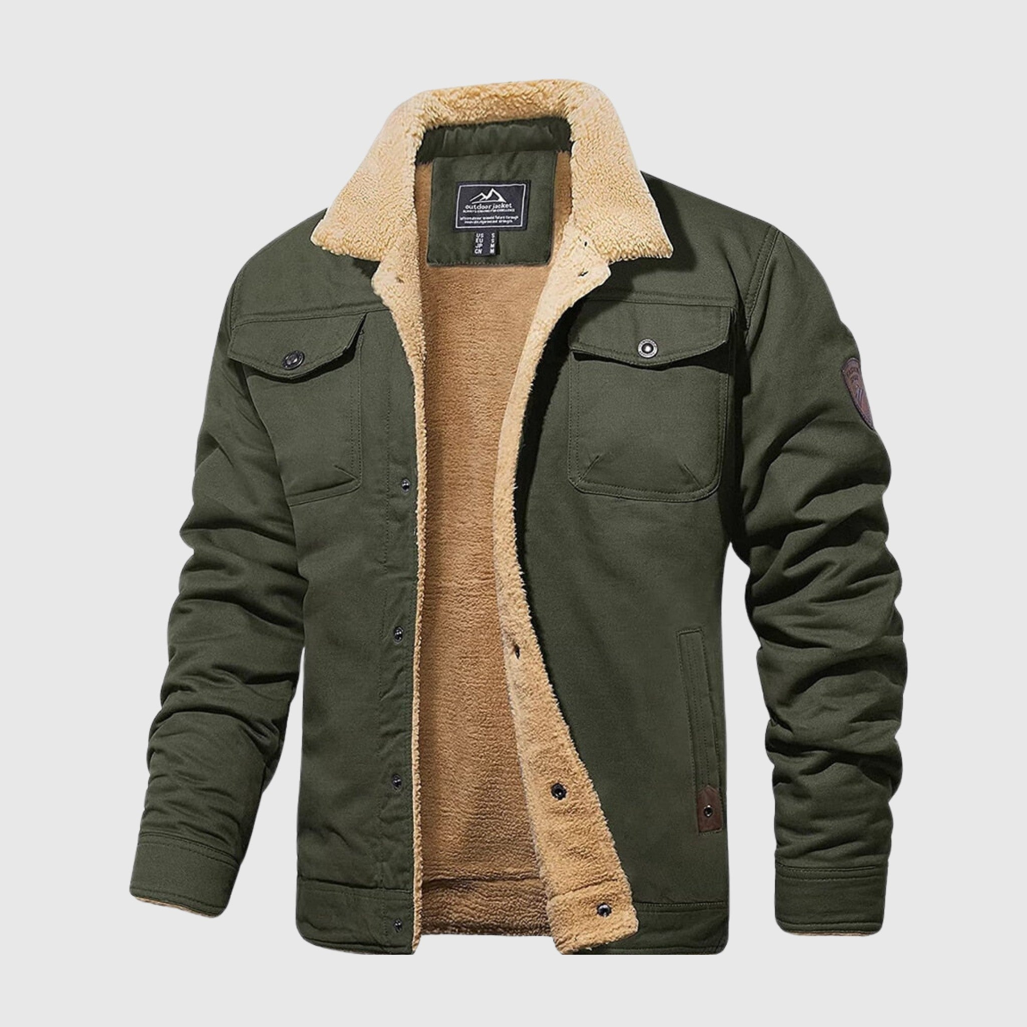 Men's Quilted Bomber Jacket – Padded Warm Cotton-Blend Jacket – Army Green