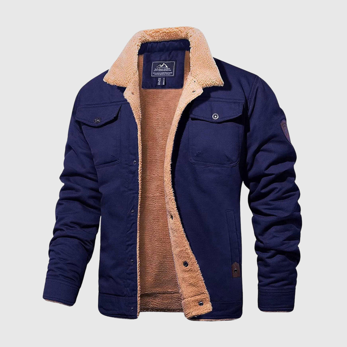 Men's Quilted Bomber Jacket – Padded Warm Cotton-Blend Jacket – Navy