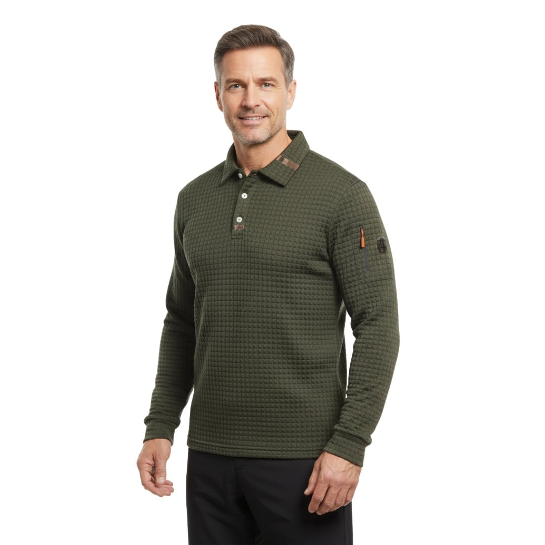 Men's Tactical Polo – Long-Sleeve Quick-Dry Outdoor Top – Army Green