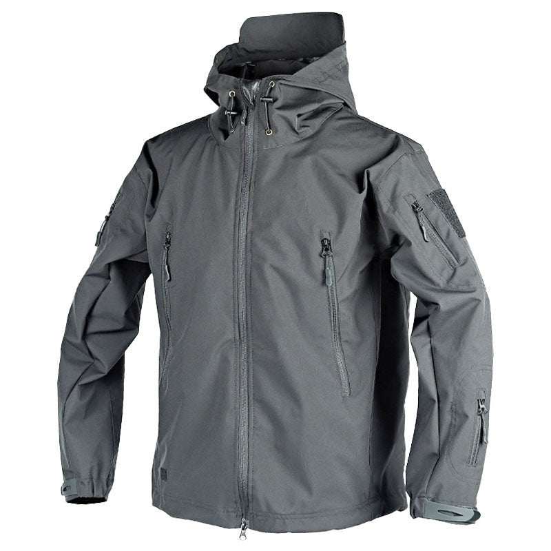 Men's Waterproof Outdoor Jacket – Hooded Windproof Rain Coat – Grey