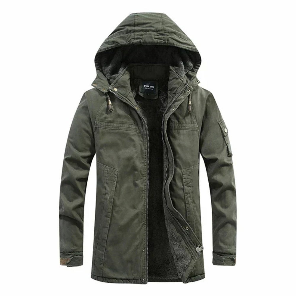 Men's Winter Coat – Fur-Lined Warm Hooded Water-Repellent Parka – Green
