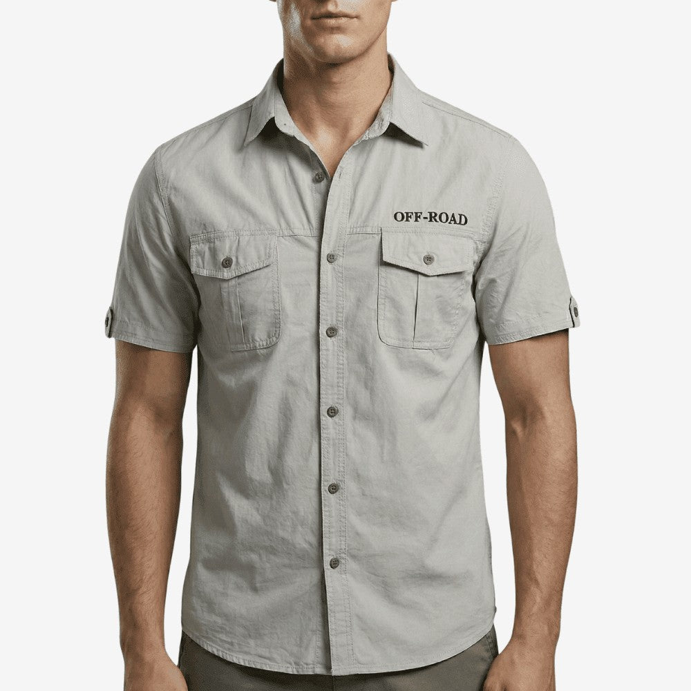 Outdoor Shirt – Breathable Cotton Short-Sleeve Shirt – Beige