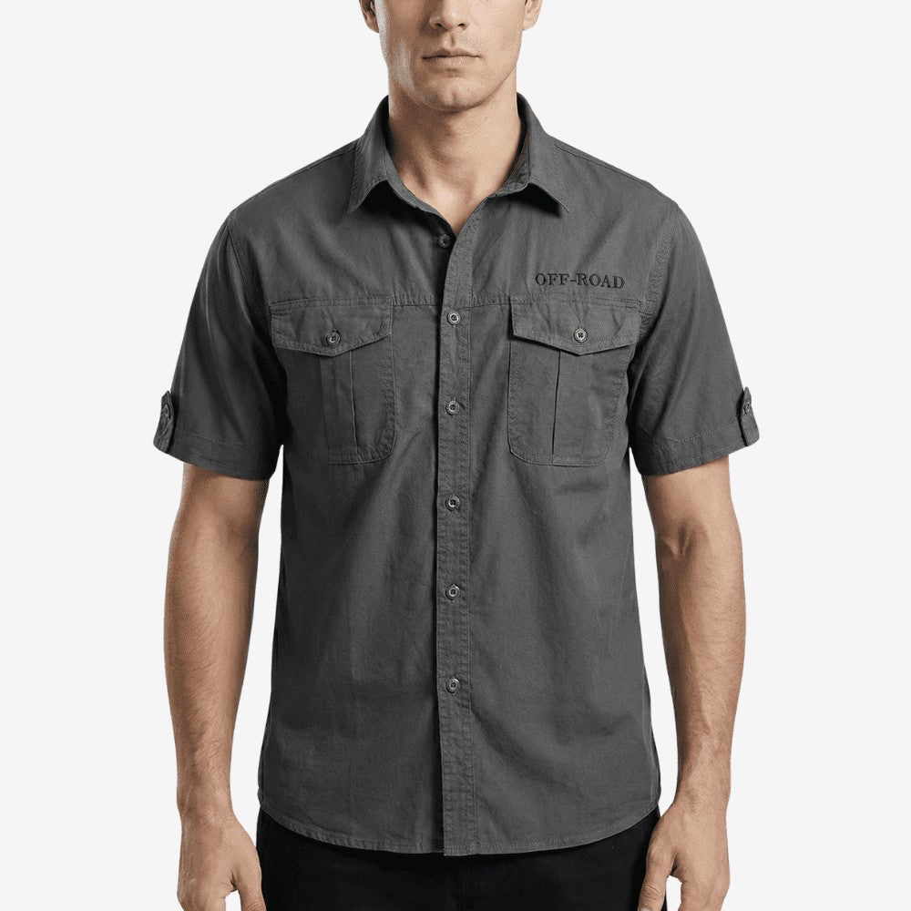Outdoor Shirt – Breathable Cotton Short-Sleeve Shirt – Dark Grey
