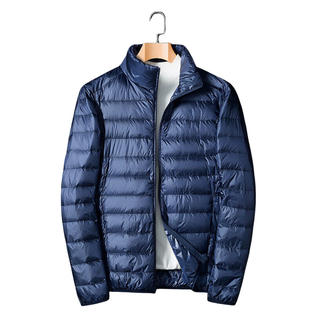 Packable Rain Jacket – Foldable Waterproof Outdoor Shell – Navy