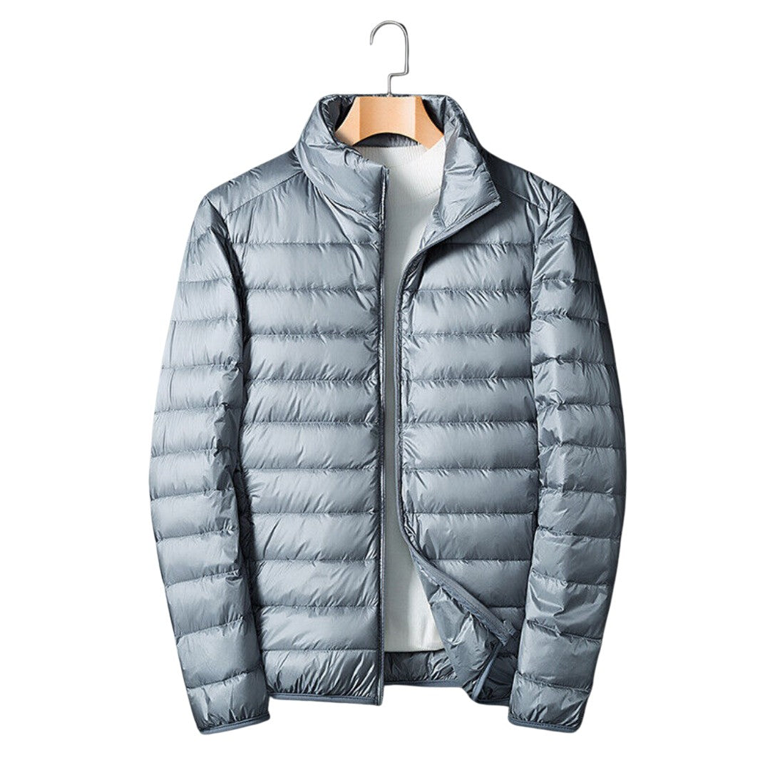 Packable Rain Jacket – Foldable Waterproof Outdoor Shell – Grey
