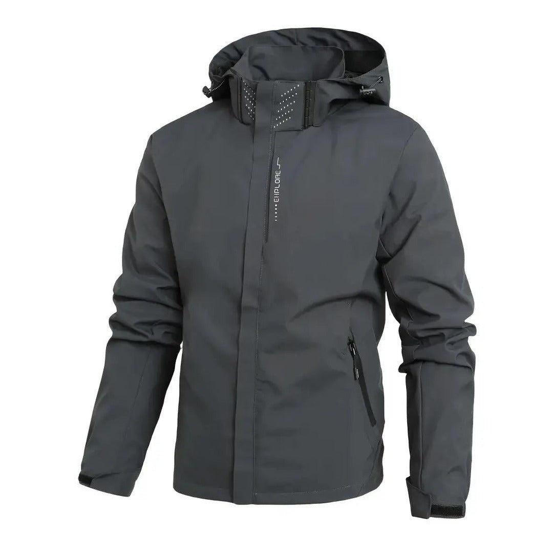 Rain Jacket – Wind & Waterproof Unisex Outdoor Shell – Grey