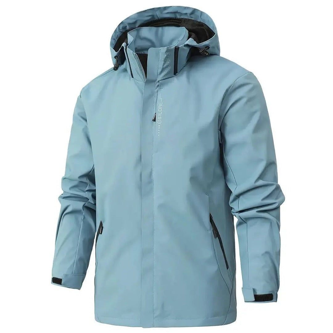 Rain Jacket – Wind & Waterproof Unisex Outdoor Shell – Light Blue
