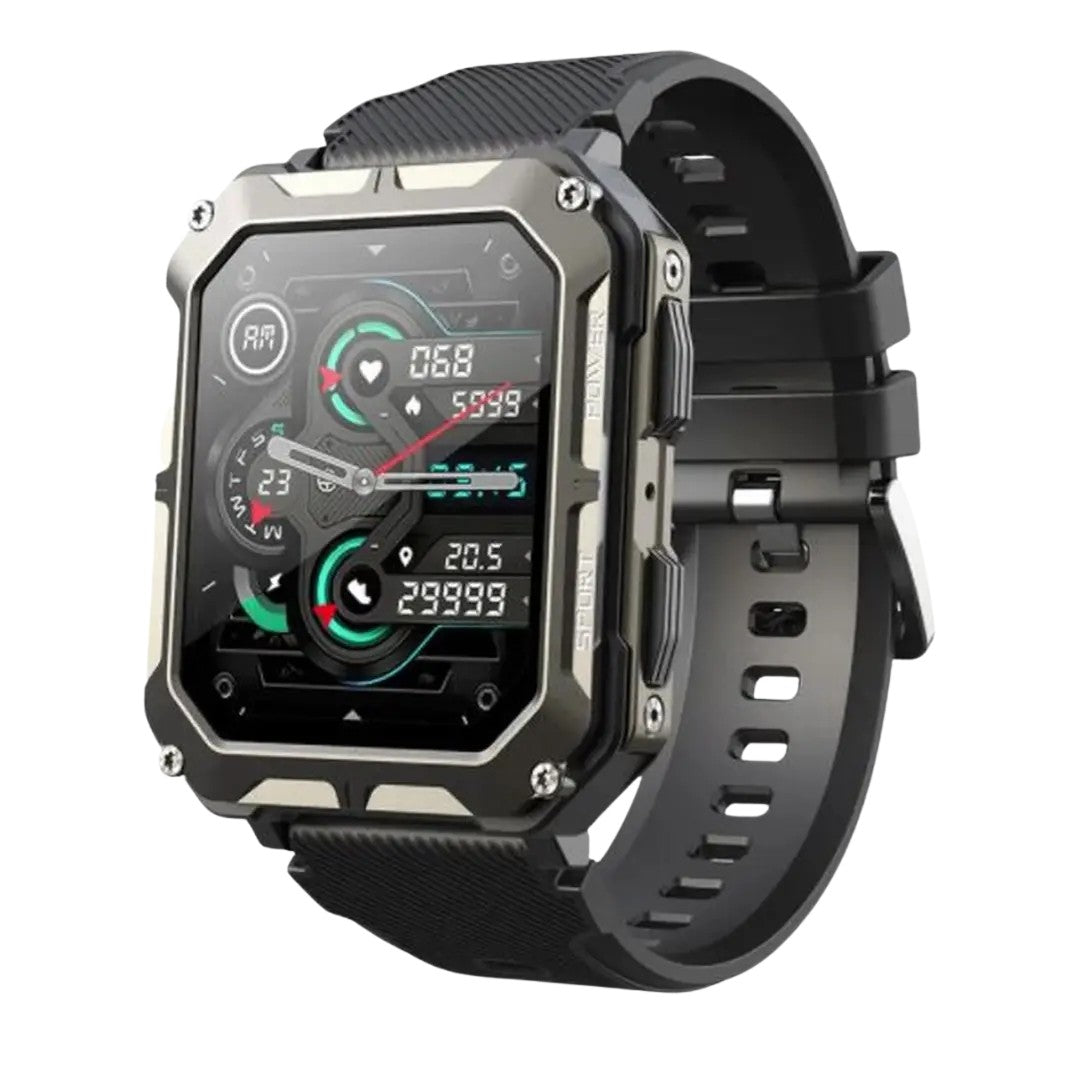 Rugged Smartwatch – Heart-Rate Outdoor Fitness Watch