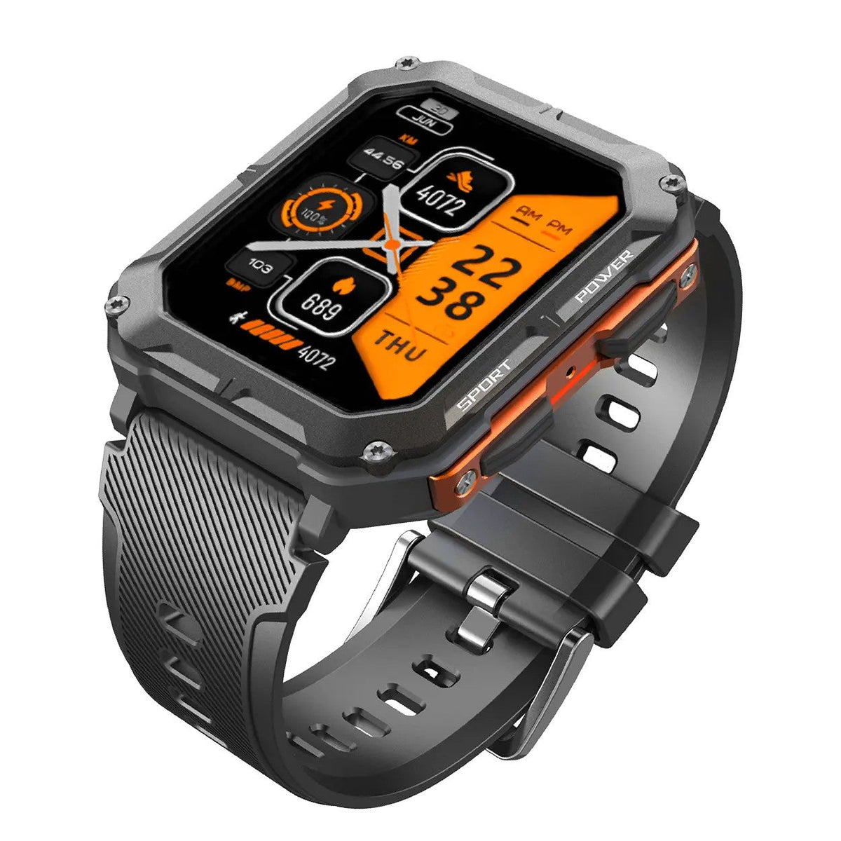 Rugged Smartwatch – Heart-Rate Outdoor Fitness Watch