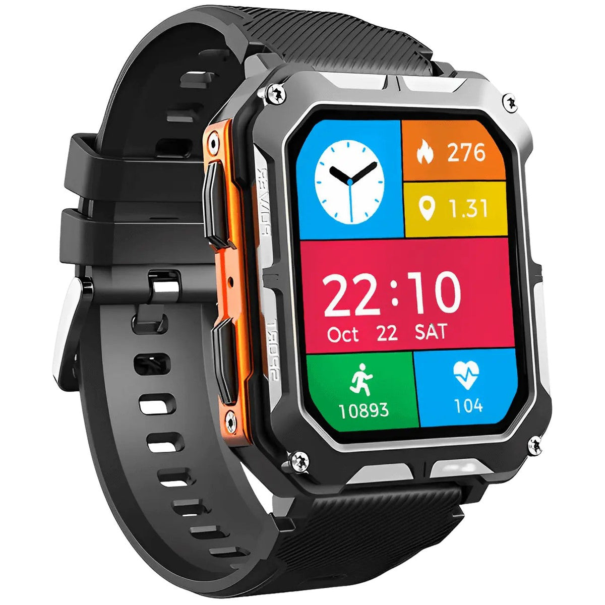 Rugged Smartwatch – Heart-Rate Outdoor Fitness Watch