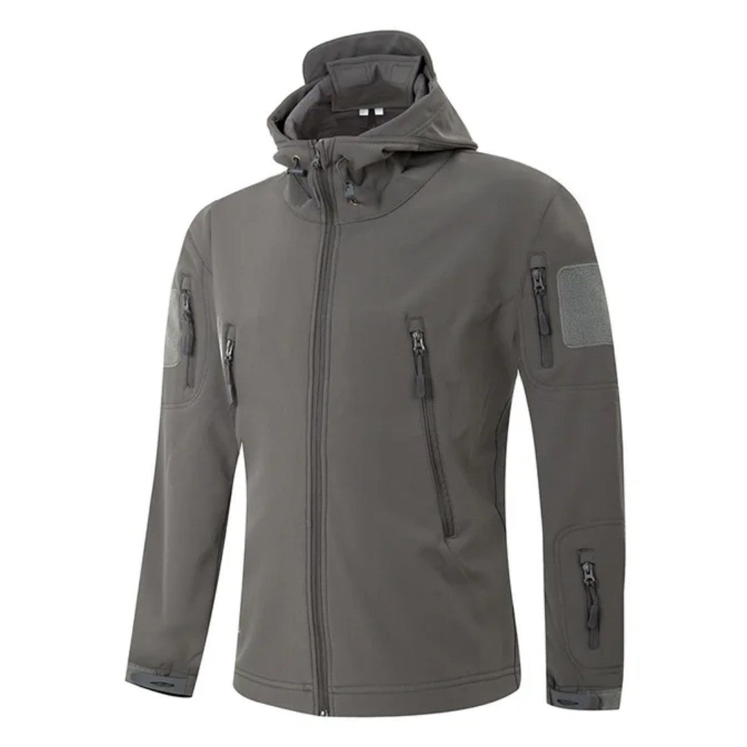 Softshell Jacket – Men's Hooded Water-Resistant Outdoor Coat – Grey
