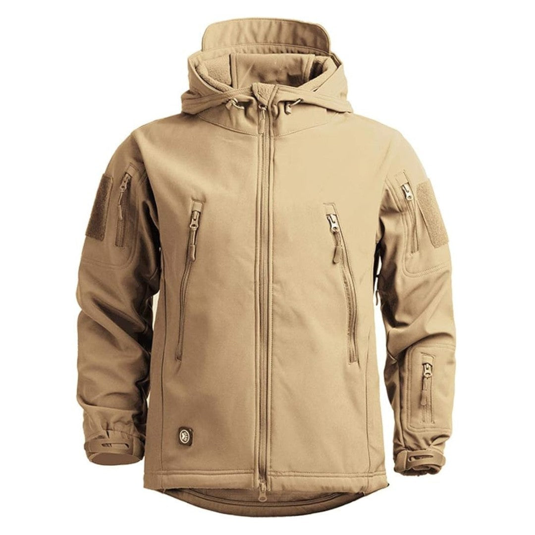 Softshell Jacket – Men's Hooded Water-Resistant Outdoor Coat – Khaki