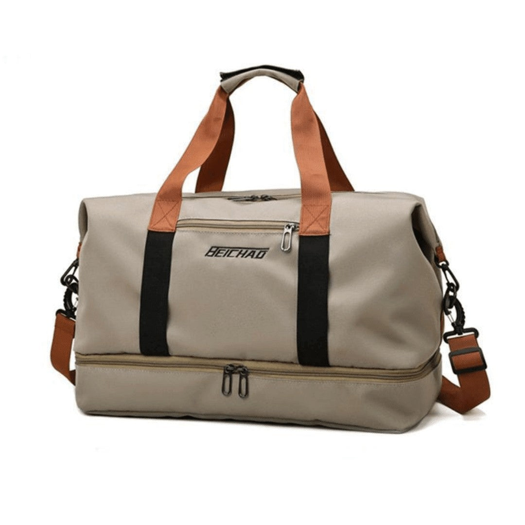 Sports Duffel Bag – Durable Water-Resistant 600D Travel Bag – Khaki