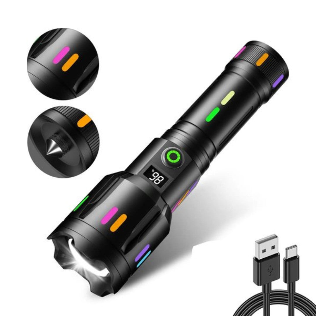 Tactical Torch – 9000-Lumen Rechargeable LED Flashlight