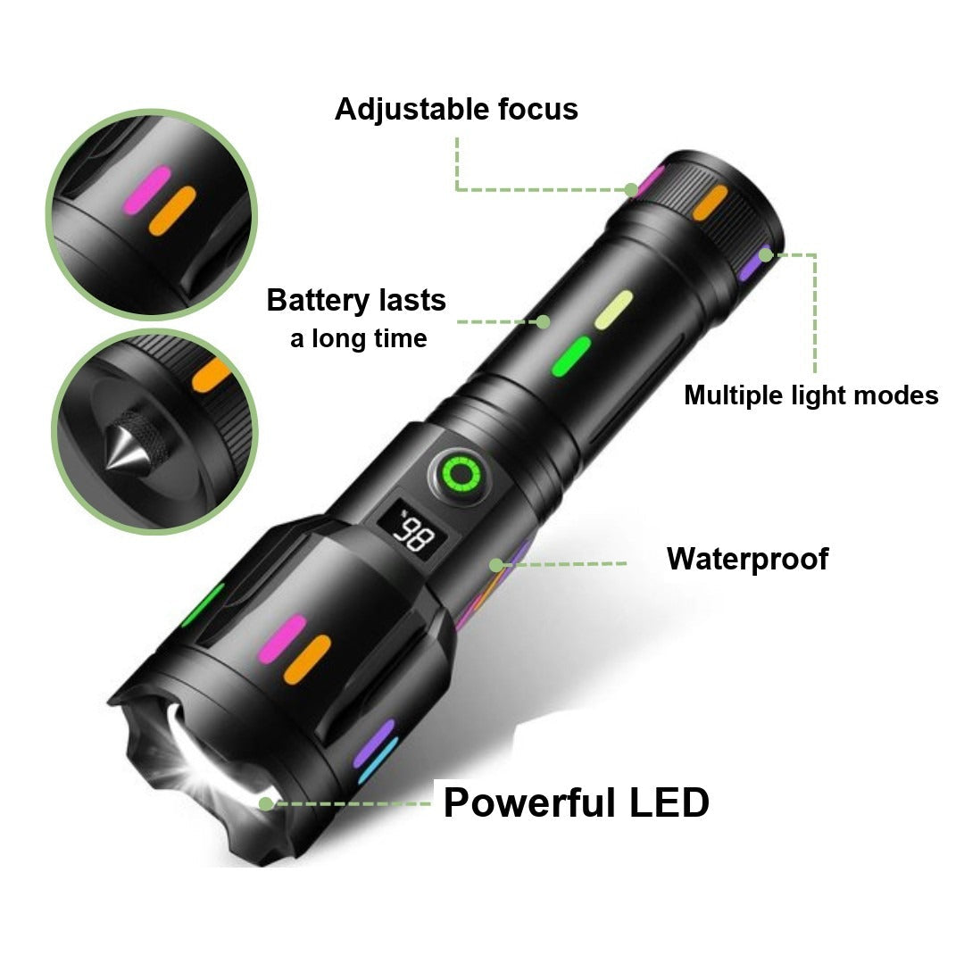 Tactical Torch – 9000-Lumen Rechargeable LED Flashlight