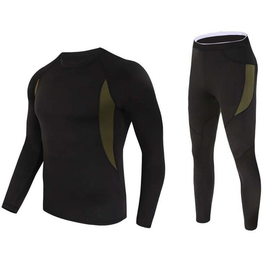Thermal Base Layer Set – Men's Stretch Underwear Top & Bottom – Black