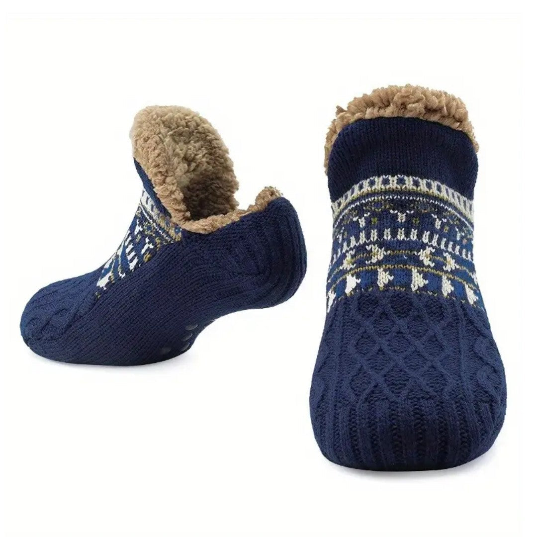 Thermal Knitted Socks – Anti-Slip Warm Winter Socks – Navy