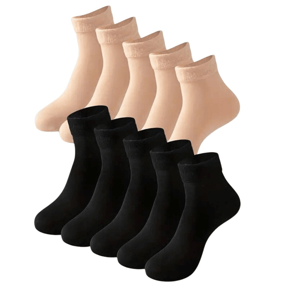 Thermal Socks – Warm Breathable Winter Sock Set – 5 pairs black + 5 pairs nude