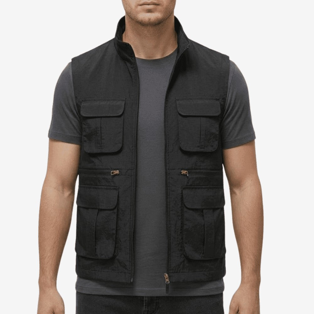 Travel Vest – Lightweight Quick-Dry Multi-Pocket Utility Vest – Black