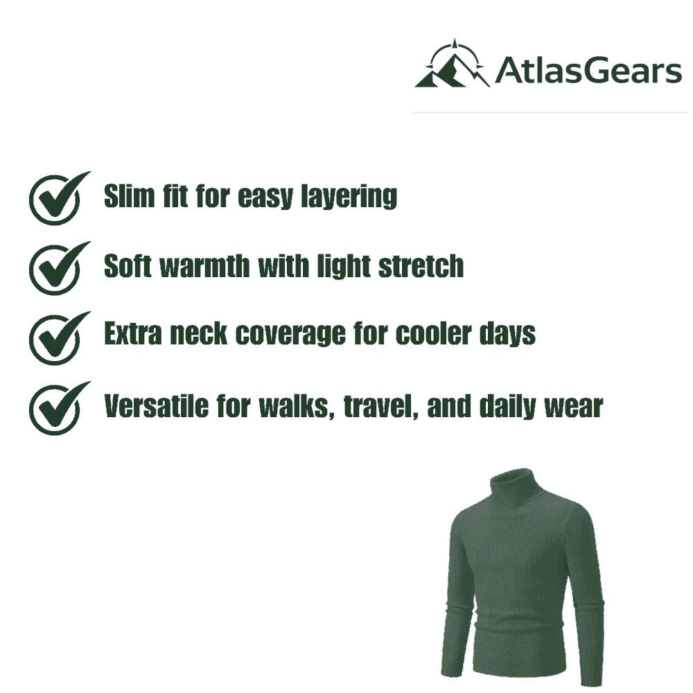 Turtleneck Jumper – Men's Ribbed Lightweight Outdoor Layer