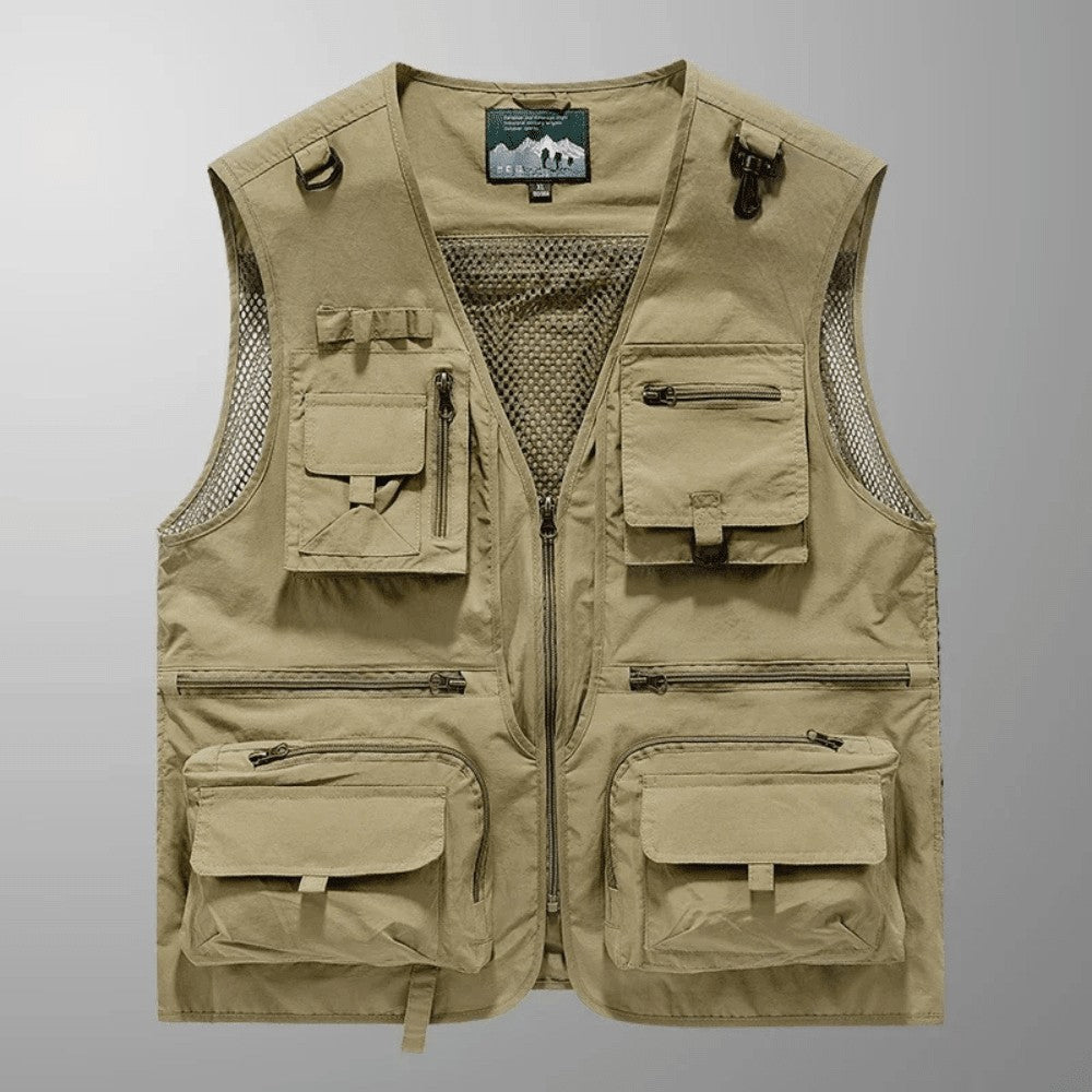 Utility Vest – Lightweight Mesh Multi-Pocket Fishing Vest – Khaki