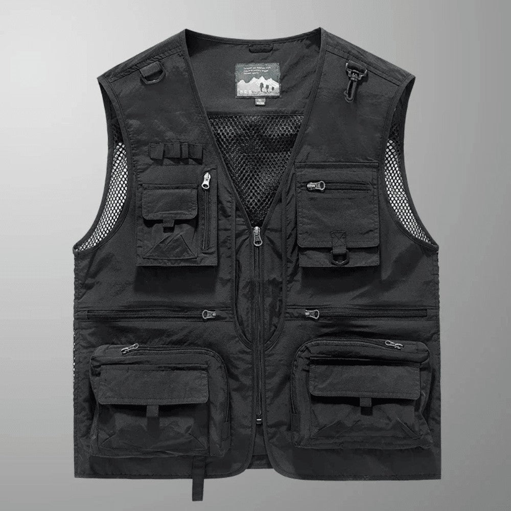 Utility Vest – Lightweight Mesh Multi-Pocket Fishing Vest – Black